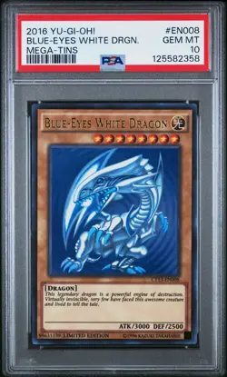 2016 YU-GI-OH! MEGA-TINS #EN008 BLUE-EYES WHITE DRAGON PSA 10 - Image 1