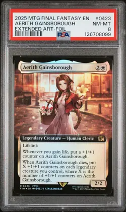 2025 Magic The Gathering Final Fantasy #0423 Aerith Gainsborough PSA8 - Image 1