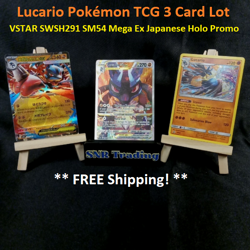 Lucario Pokemon TCG 3 Card Lot VSTAR SWSH291 SM54 Mega Ex Japanese Holo Promo - Image 1