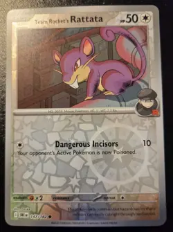 Team Rocket's Rattata 147/182 Reverse Holo Common Destined Rivals Pokemon TCG - Image 1