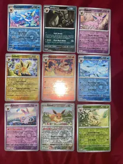 Pokemon EEVEE PRISMATIC EVOLUTIONS Complete 9 Card NM REVERSE HOLO SET UMBREON - Image 1