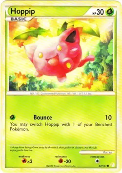 Pokemon - Hoppip - 67/123 - Common - HeartGold SoulSilver - NM - Image 1