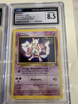 1999 Pokemon TCG Mewtwo #3 Black Star Promo WB Kids Movie Version - Image 1
