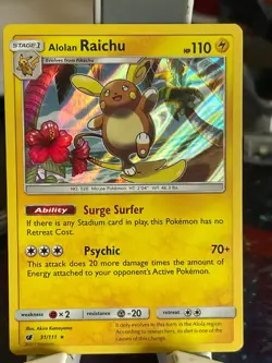 POKEMON ALOLAN RAICHU 31/111 RARE HOLOFOIL CRIMSON INVASION NM CARD - Image 1