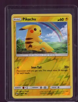 2017 Pikachu 28/73 Reverse Holo Pokemon Card Shining Legends LP - Image 1