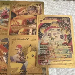 Pokemon Vmax V Vstar Gold Fan Art 7 cards Lot🖼NM - Image 2