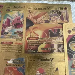 Pokemon Vmax V Vstar Gold Fan Art 7 cards Lot🖼NM - Image 3
