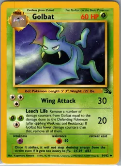 Golbat 34/62 Non Holo Fossil - Pokemon Card - NM - Image 1