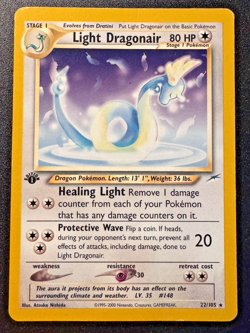 1st Edition Light Dragonair 22/105 Neo Destiny Pokemon Card Rare HP - Image 1