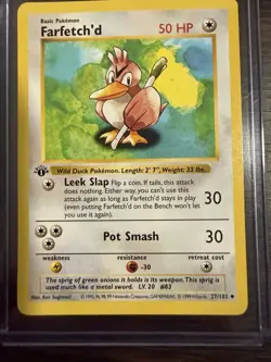 1999 Pokemon TCG Base Set Farfetch'd Card #27/102 1st Edition Shadowless - Image 1