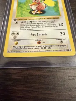 1999 Pokemon TCG Base Set Farfetch'd Card #27/102 1st Edition Shadowless - Image 2