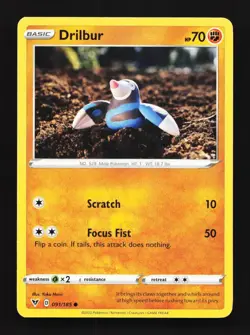 Drilbur 091/185 LP Vivid Voltage English Pokemon Card TCG - Image 1