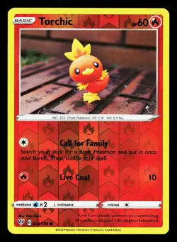 Torchic 022/189 Darkness Ablaze NM Reverse Holo Pokemon Card TCG - Image 1