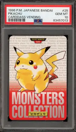 1996 Pokemon Bandai Carddass Pikachu Vending Red Japanese #025 PSA 10 Gem Mint - Image 1