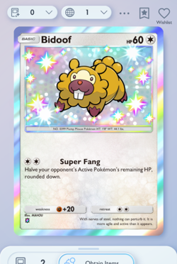 Pokemon TCG POCKET - Bidoof Shiny 1⭐, Secluded Springs, English - Image 1