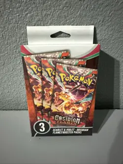 Pokemon Scarlet & Violet Obsidian Flames Hanger Box 3 Booster Packs NEW - Image 1