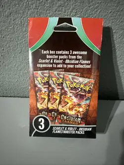 Pokemon Scarlet & Violet Obsidian Flames Hanger Box 3 Booster Packs NEW - Image 2