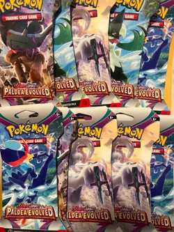 Lot of 10 - Pokemon TCG - Paldea Evolved Sealed Sleeved Booster Packs - Image 1