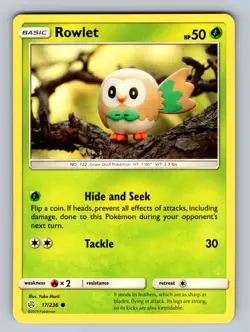 Rowlet 17/236 Common SM - Cosmic Eclipse NM - LP Pokemon TCG - Image 1