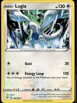 Lugia Rare SWSH03: Darkness Ablaze 140/189 Colorless Normal Pokemon Card TCG - Image 1