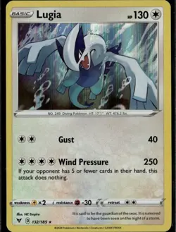 Lugia Holo Rare SWSH04: Vivid Voltage 132/185 Colorless Holo Pokemon Card TCG - Image 1