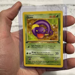 Ekans 46/62 Fossil 1st Edition Non Holo WotC 1999 Vintage Pokemon TCG Card NM - Image 2