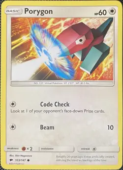 Porygon 103/147 Sm-Burning Shadows Regular - Pokemon Card - Image 1