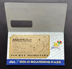 1998 Japanese ANA Pokemon Jet Promo Original Gold Boarding Pass Pikachu Rare - Image 1