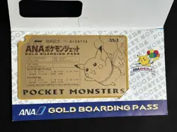 1998 Japanese ANA Pokemon Jet Promo Original Gold Boarding Pass Pikachu Rare - Image 2