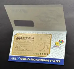 1998 Japanese ANA Pokemon Jet Promo Original Gold Boarding Pass Pikachu Rare - Image 4