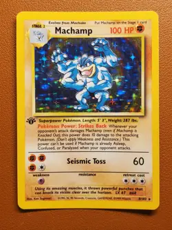 Machamp 8/102 Base Set Holo Rare 1st Edition 1999 WOTC Pokemon TCG LP - Image 1