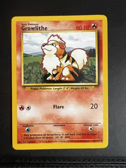 Growlithe 28/102 - Pokemon Base Set Unlimited Common Near Mint - Image 1
