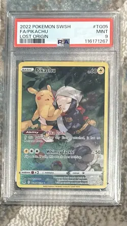 Pokemon Pikachu TG05/TG30 Lost Origin Trainer Gallery Ultra Rare Card PSA 9 - Image 1
