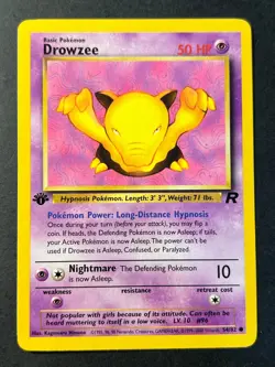 Drowzee 54/82 1st Edition Rare Team Rocket - WOTC Pokemon Card C Near Mint - Image 1