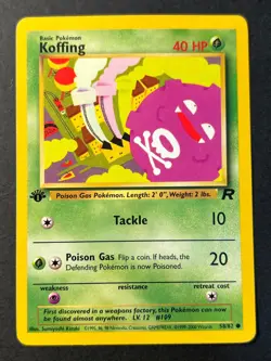 Koffing 58/82 1st Edition Rare Team Rocket - WOTC Pokemon Card C Near Mint - Image 1