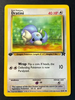 Dratini 53/82 1st Edition Rare Team Rocket - WOTC Pokemon Card C Near Mint - Image 1