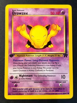 Drowzee 54/82 1st Edition Rare Team Rocket - WOTC Pokemon Card Near Mint - Image 1