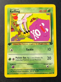Koffing 58/82 1st Edition Rare Team Rocket - WOTC Pokemon Card B Near Mint - Image 1