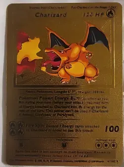Charizard 120 HP Gold Foil Pokemon Card 4/102 Fan Art - Image 1