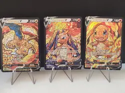 Charmander Charmeleon & Charizard CUSTOM Stained Glass Holo Cards -Display Only - Image 1
