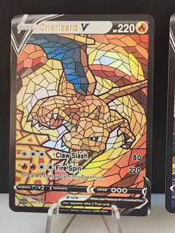 Charmander Charmeleon & Charizard CUSTOM Stained Glass Holo Cards -Display Only - Image 2