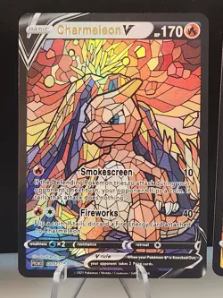 Charmander Charmeleon & Charizard CUSTOM Stained Glass Holo Cards -Display Only - Image 3