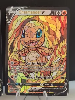 Charmander Charmeleon & Charizard CUSTOM Stained Glass Holo Cards -Display Only - Image 4