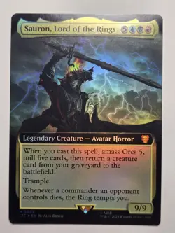 Sauron, Lord of the Rings (Extended Art Foil) LTC-0092 NM+ mtg lotr magic card - Image 1