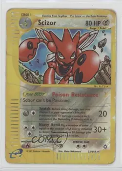 Scizor Reverse Foil Pokemon e-Card Series Aquapolis #32 2003 - Image 1
