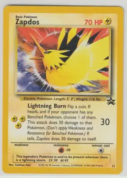 2000 ZAPDOS #145 POKEMON BLACK STAR PROMO LP ELECTRIC (A) - Image 1
