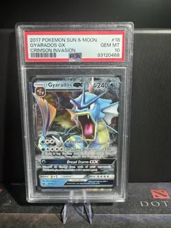 2017 POKEMON SUN & MOON CRIMSON INVASION #18 GYARADOS GX PSA 10 - Image 1