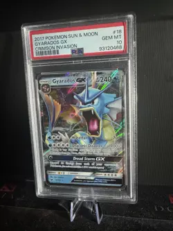 2017 POKEMON SUN & MOON CRIMSON INVASION #18 GYARADOS GX PSA 10 - Image 3