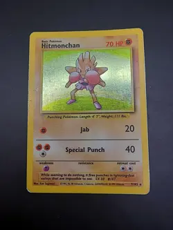 Pokemon TCG Hitmonchan Base Set Holo Rare Card 7/102 Mp/HP - Image 2