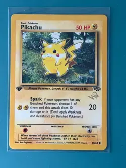 Pikachu GOLD W STAMP Pokemon Card Jungle 1st Edition 60/64 - Image 1